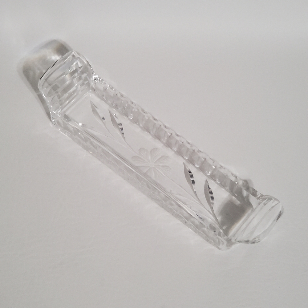 Crystal Sugar Cube Server Dish Flower Daisy Floral Clear